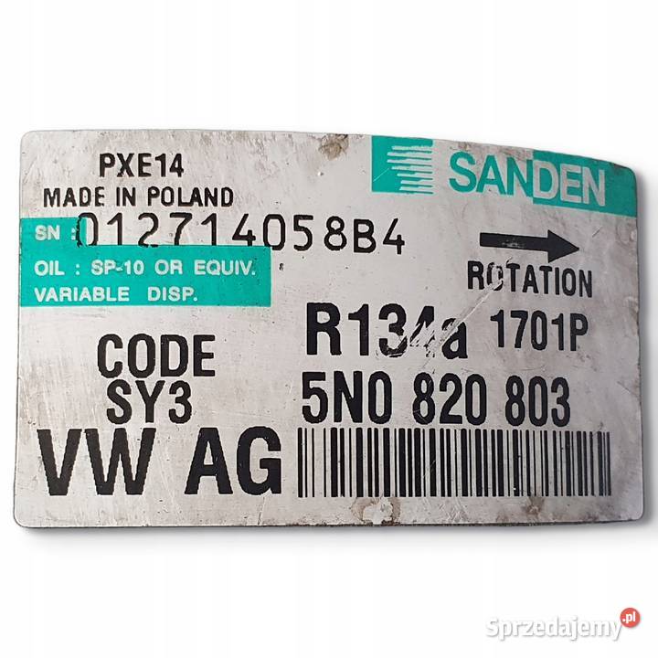 SPRĘŻARKA KLIMATYZACJI VW Touran 20 TDI lubelskie Chełm