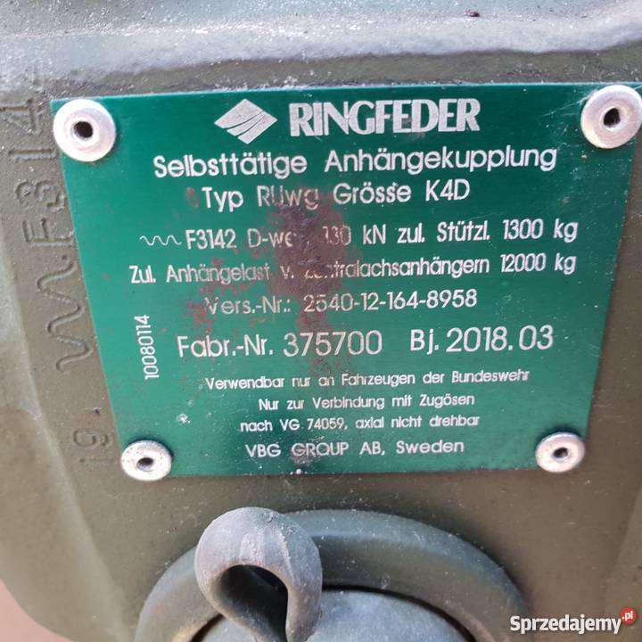 RINGFEDER RUwg K4D HAK ZACZEP ciężarowe Bieleń sprzedam
