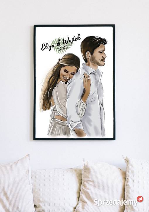 Portret ślubny na podstawie zdjęcia rysowany na Częstochowa