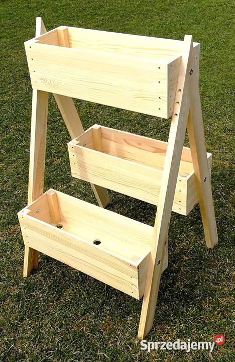 Drewniany kwietnik stojak na kwiaty ozdoba Radków