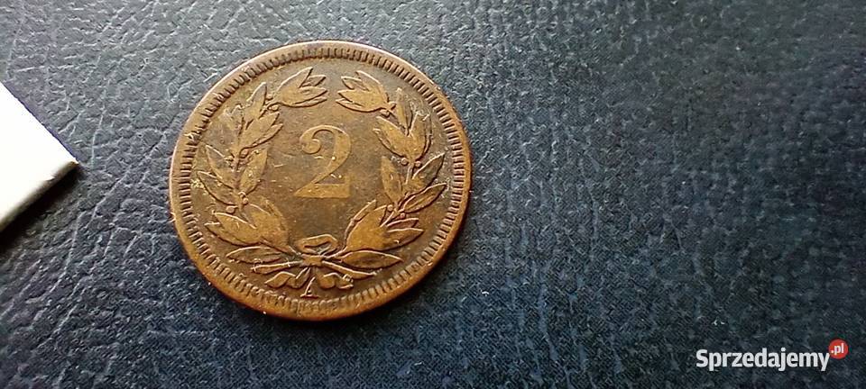 Stare monety 2 rappen 1850 Szwajcaria Lesko