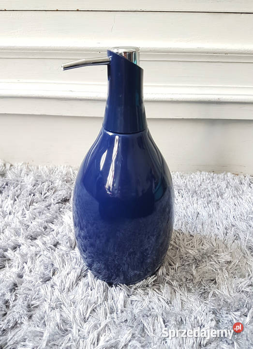 Ceramiczny dozownik do mydła duży 640 ml granat odcienie błękitu