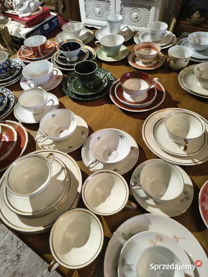 Duża kolekcja filiżanek porcelanowych vintage
