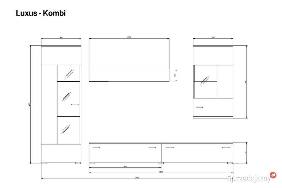 Meblościanka czarna na wysoki połysk LUXUS podkarpackie Jasienica Rosielna