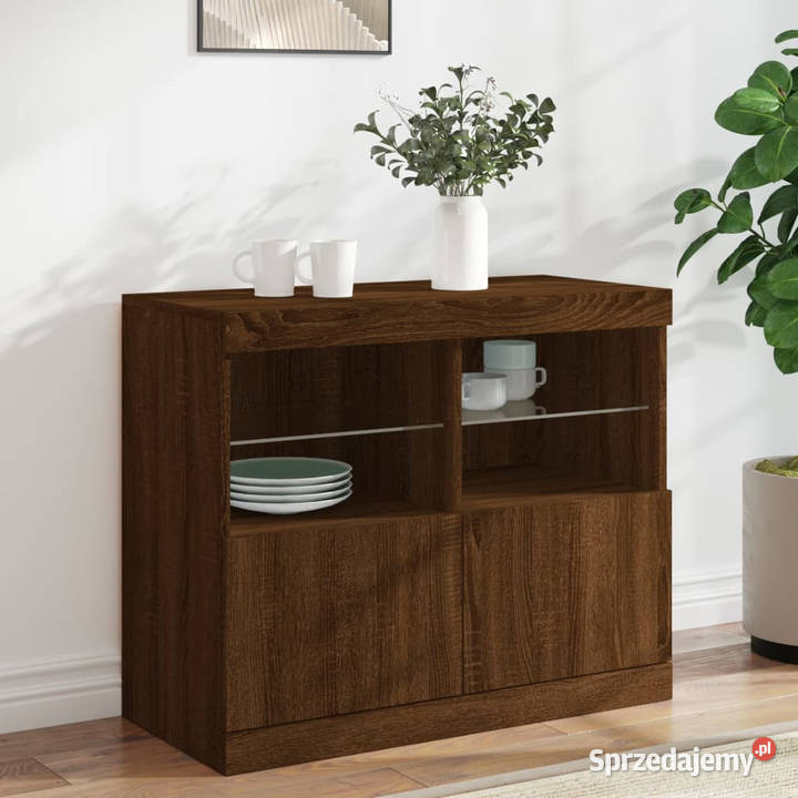 Szafka z oświetleniem LED brązowy dąb 81x37x67 mazowieckie Warszawa