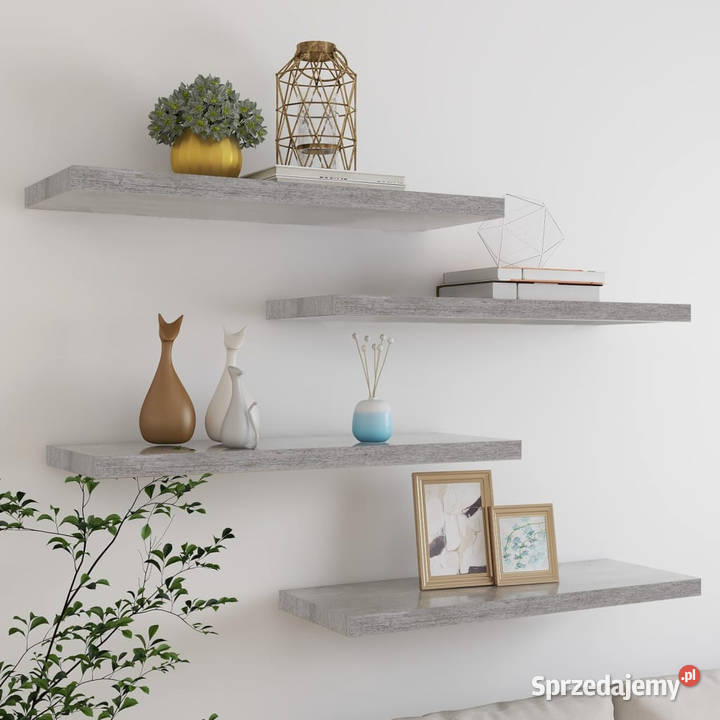 Półki ścienne 4 szarość betonu 80 x 235 x 38 MDF Półki mazowieckie