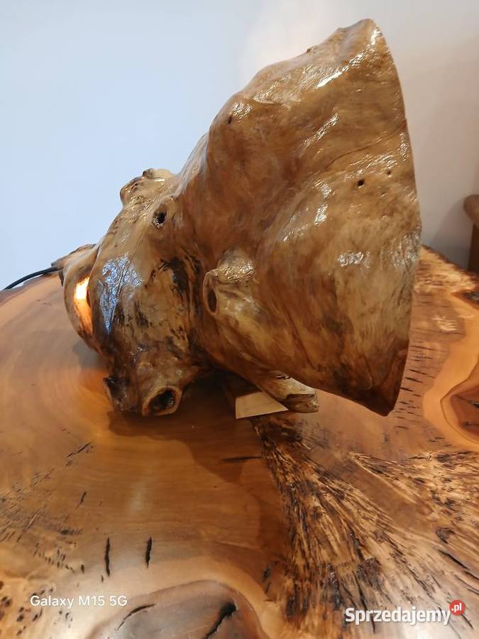 Ozdobna lampa z drewna i muszli unikalna