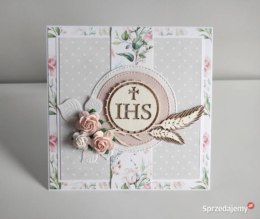 Kartka w pudełku ręcznie robiona na Komunię Łódź