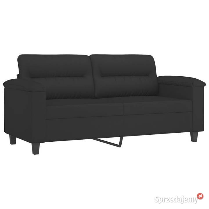 2osobowa sofa z poduszkami czarna 140 mikrofibra