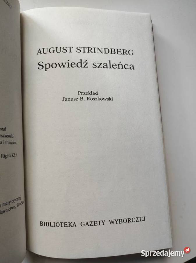Spowiedź szaleńca August Strindberg ISBN 9788320057218 Pozostałe Kielce sprzedam