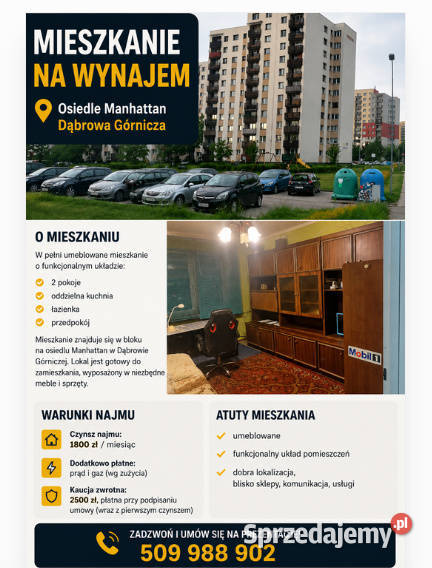 Do wynajęcia 2pokojowe mieszkanie Dąbrowa Dąbrowa Górnicza