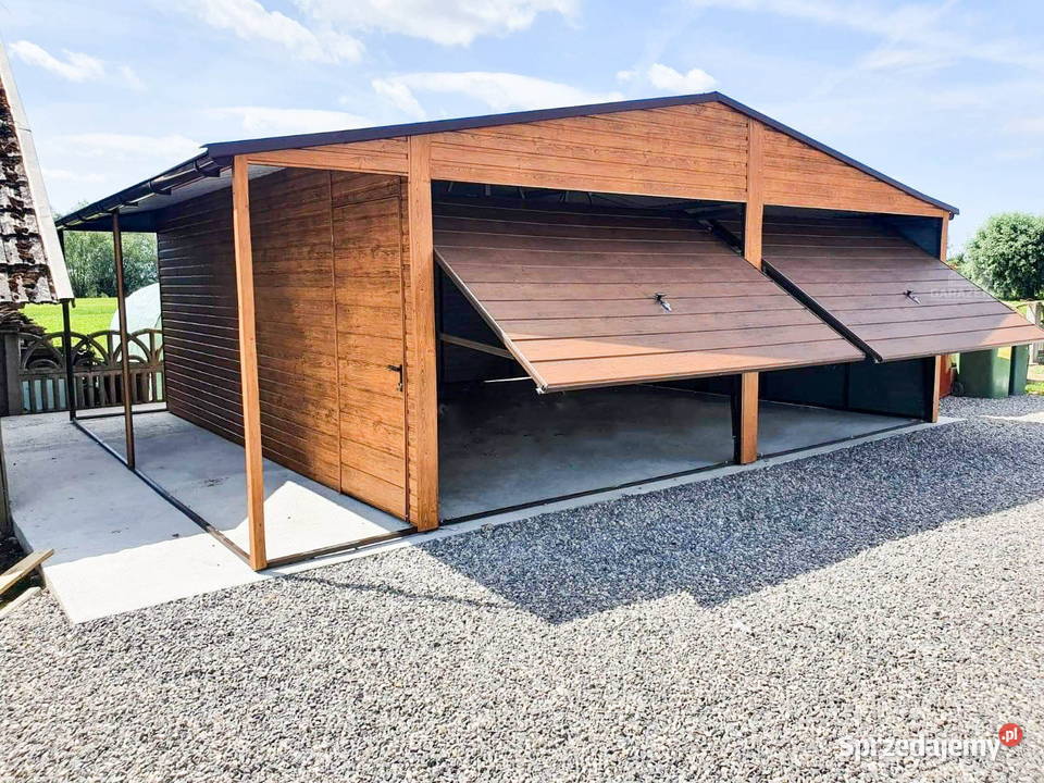 GARAŻ BLASZANY 6m x 6m DWUSPAD 2x BRAMA UCHYLNA Łapanów