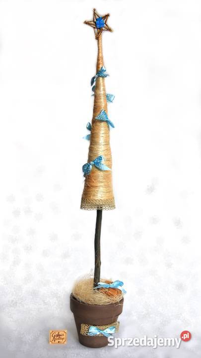 Choinka w doniczce kokardki ozdoba świąteczna 65 Lublin