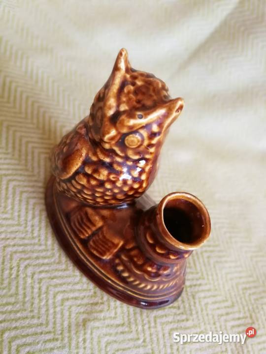 Ceramiczny Świecznik Sowa PRL Retro Figurka