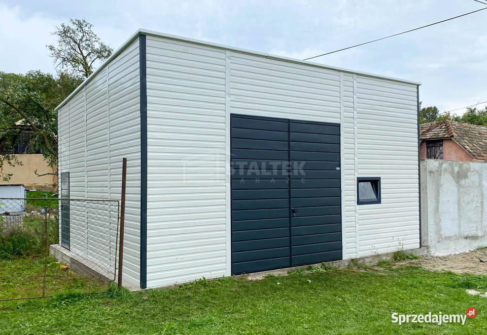 Hala Garaz blaszany 6x6 brama okno drzwi biały Miastko