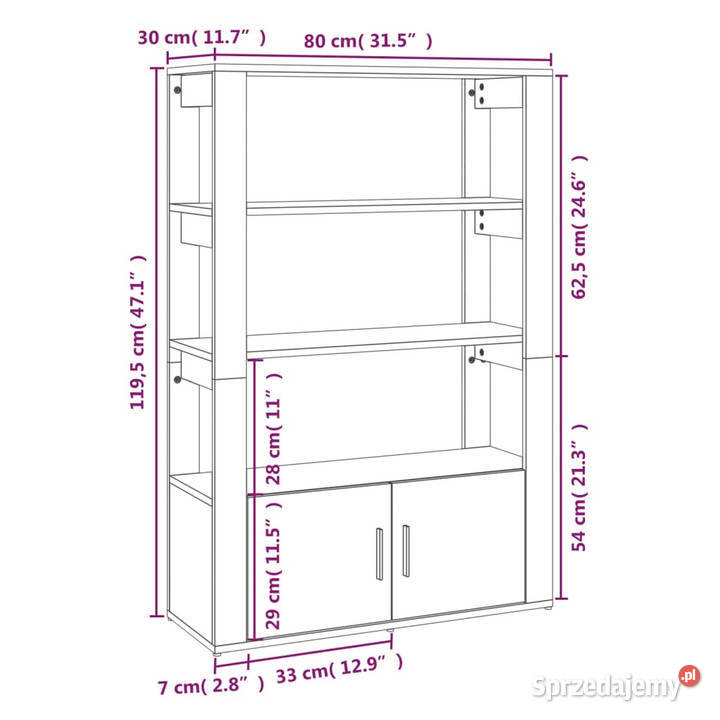 Szafka przydymiony dąb 80x30x1195 materiał Warszawa
