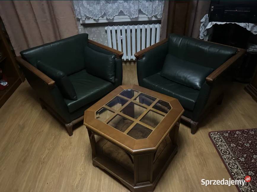 Skórzane fotele gabinetowe stolik kawowy skóra Żywiec