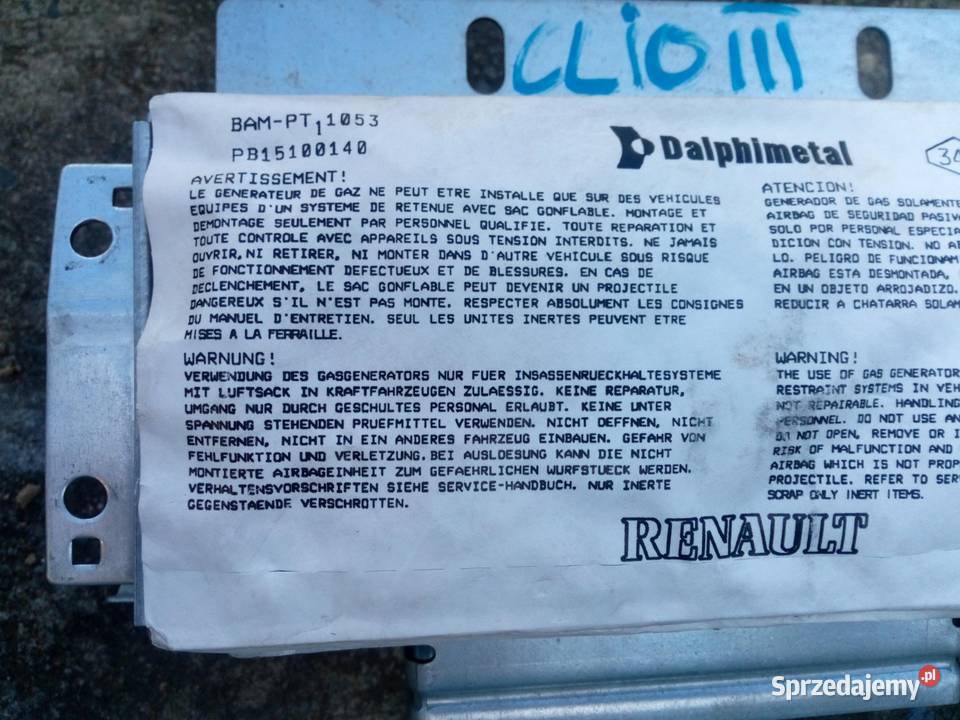 Renault Clio III airbag pasarzera Kraków
