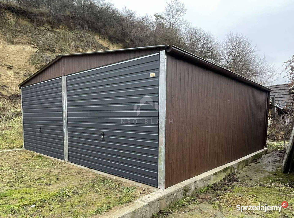Garaż blaszany 6x58m 2x Brama uchylna Nowy Sącz