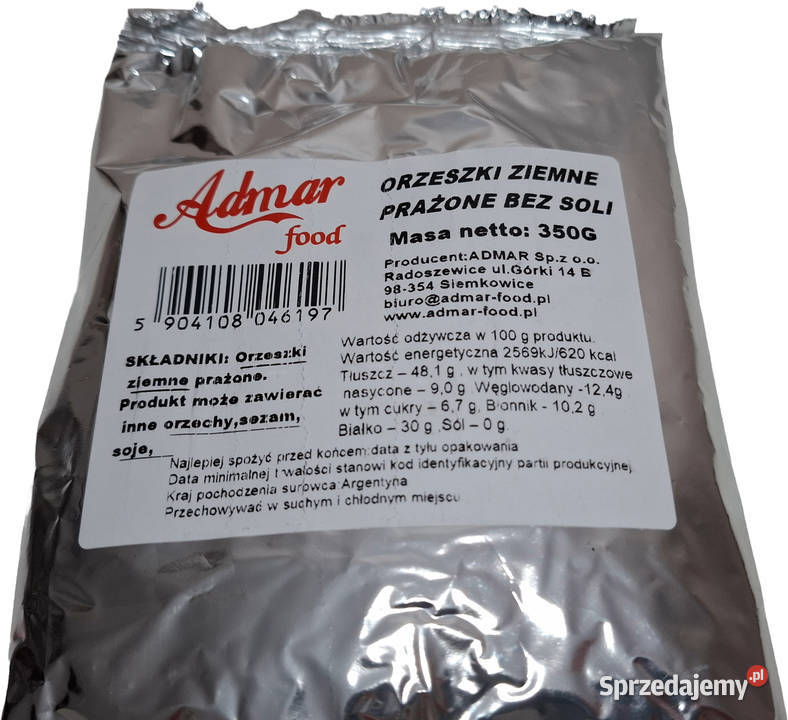 Orzeszki ziemne prażone bez soli 350g Admar Czeladź sprzedam