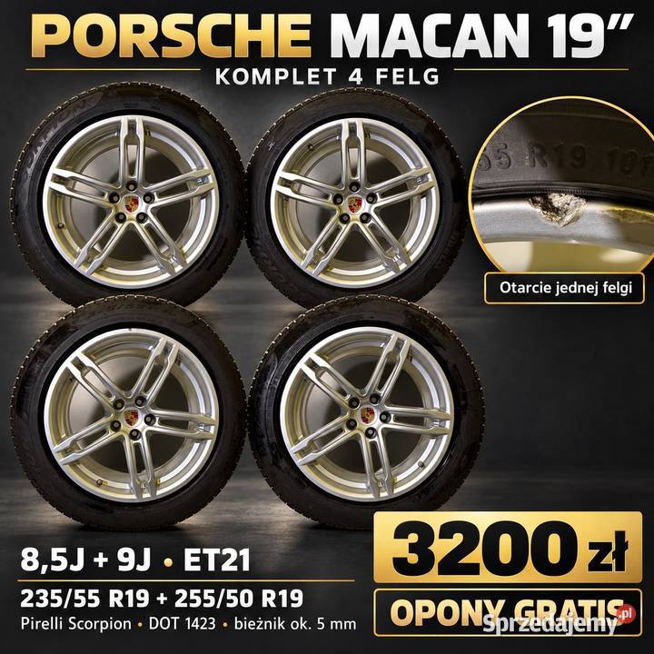 Felgi Koła Porsche Macan 19 95B601025FQ dolnośląskie Zgorzelec sprzedam