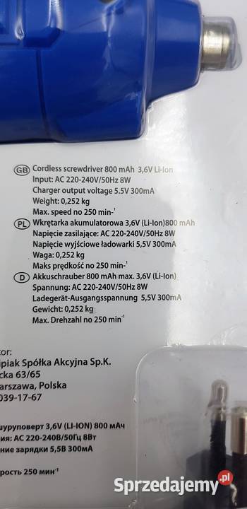 Wkrętarka akumulatorowa Ricco 36V Gdańsk