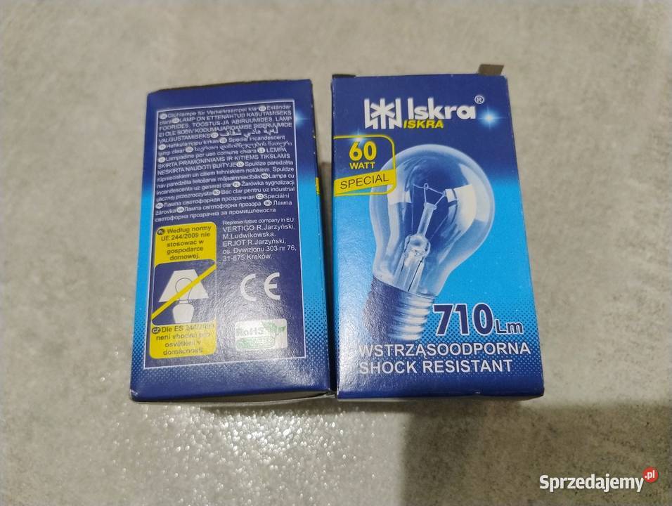 Żarówki tradycyjne E27 60W WSTRZĄSOODPORNE małopolskie