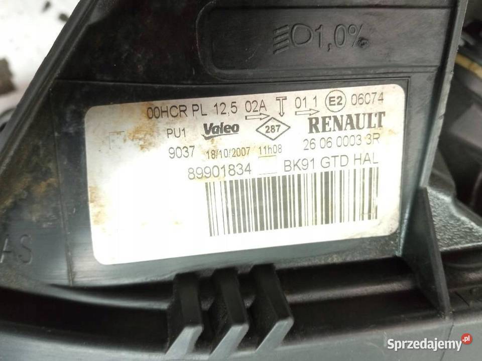 LAMPA PRZÓD LEWA EUROPA H7 89901834 Renault