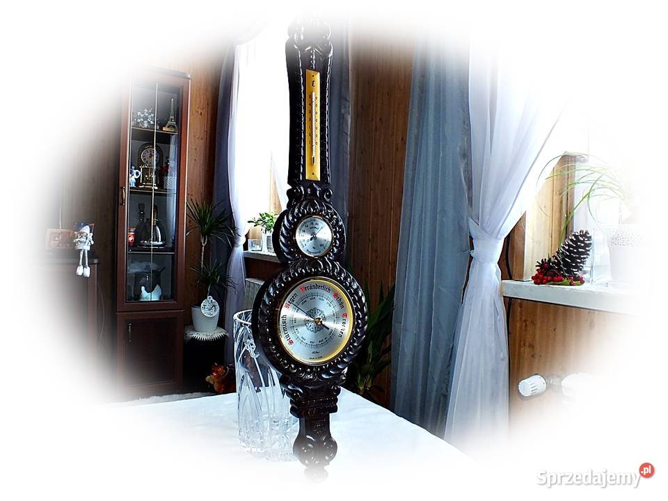 Duży stary Barometr Fischer GDR Stacja pogodowa Żary