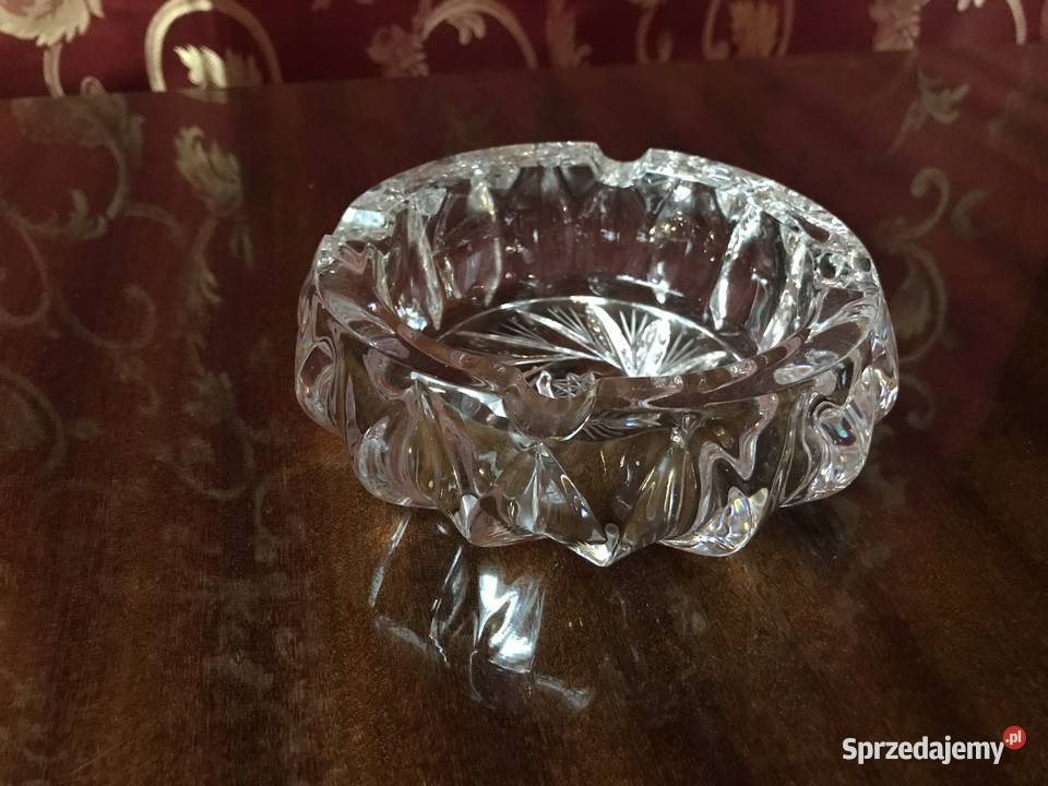 Duża kryształowa popielniczka PRL 14 Łódź