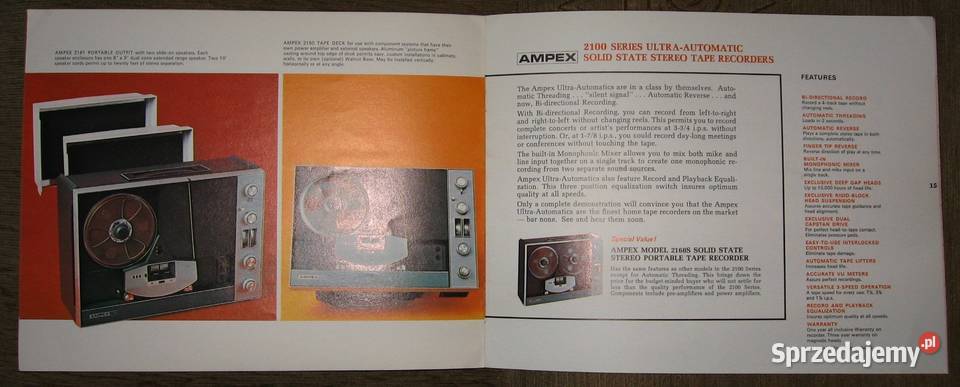 AMPEX magnetofony szpulowe katalog z 1967 roku pomorskie Kępice