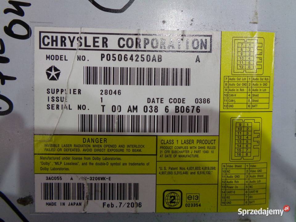 JEEP GRAND CHEROKEE WK 07 odtwarzacz czytnik DVD Car audio Suków