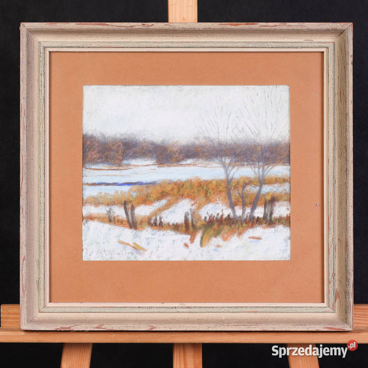 ARTexpert Zimowy Pejzaż Oryginalny Obraz Pastel