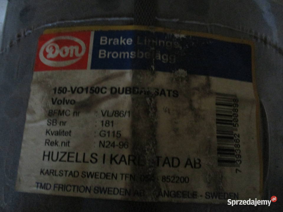 Okładziny szczęk hamulcowych VL861 VOLVO kujawsko-pomorskie Mogilno