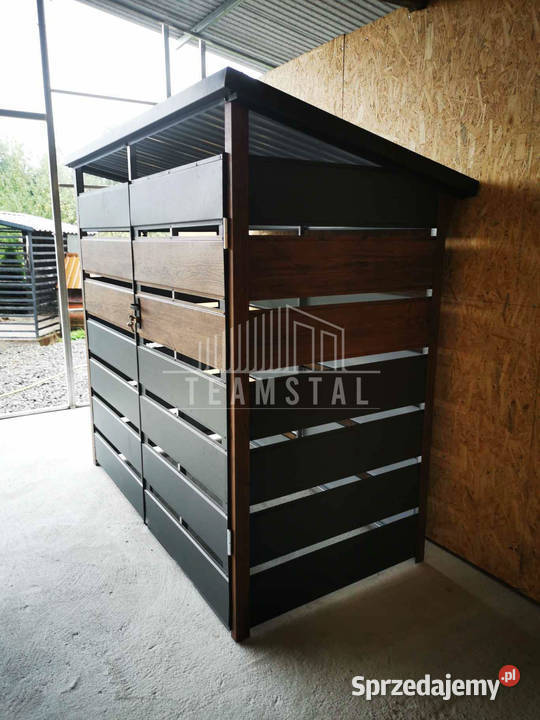 Wiata śmietnikowa spad tył 2x06m Antracyt drewno Dąbrowa Górnicza