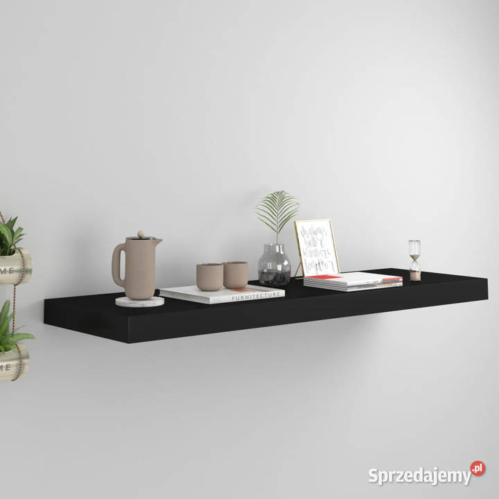 Półka ścienna czarna 80 x 235 x 38 MDF WM323835 mazowieckie Warszawa
