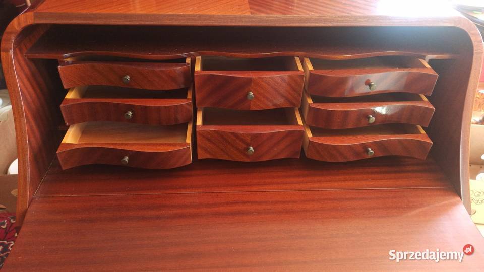 Sekretarzyk Intarsje Okucia Politura Zaokrąglone Gdańsk
