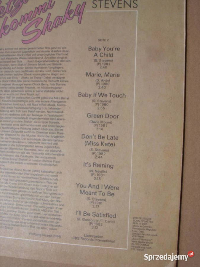 Winyl LPSHAKIN STEVENSJETZT KOMMT Amiga 1984 r 1 płyta Wołów