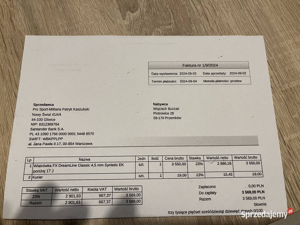 Wiatrówka FX Dreamline Syntetic 45 mm 177 dolnośląskie Piotrowice