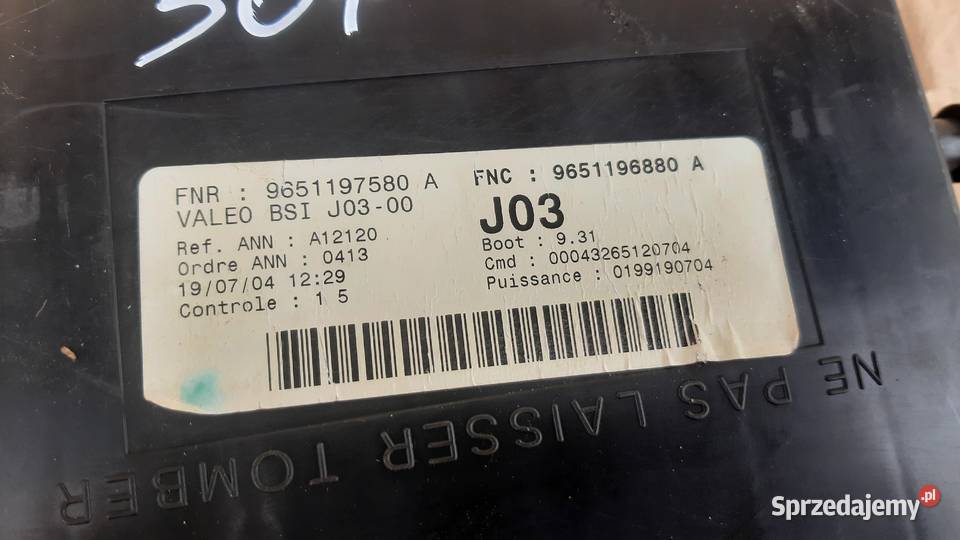sterownik skrzynka BSI peugeot 307 9651196880 A osobowe Dębno