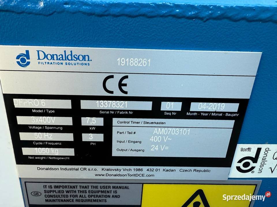 Odciąg pyłu wyciąg dymu spawalniczego Donaldson Biznes i Przemysł Zdziechowice