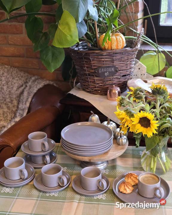 Serwis kawowy trzy kolory Wyposażenie wnętrz Łódź sprzedam