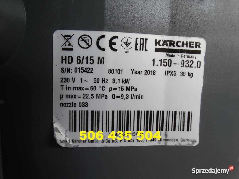 Myjka Ciśnieniowa Karcher HD 615 M 2018 150 bar Radom
