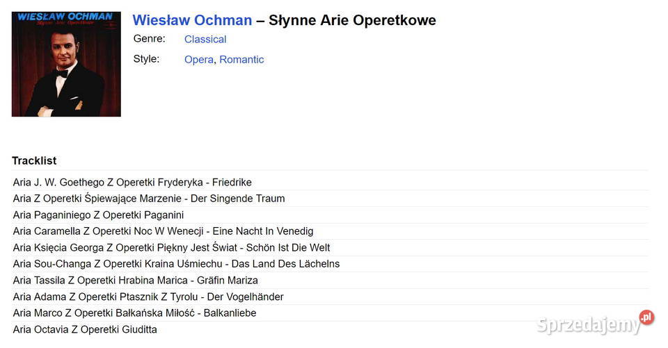 Wiesław Ochman Słynne Arie Operetkowe 10 Stalowa Wola