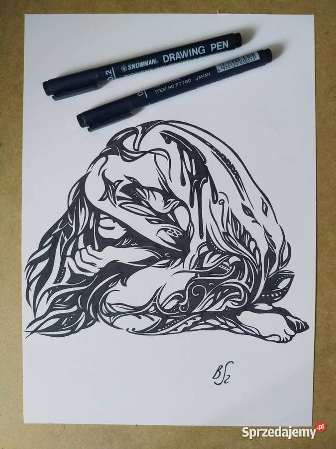 Rysunek cierpienie cienkopis blok t A4 250 gm2 Warszawa