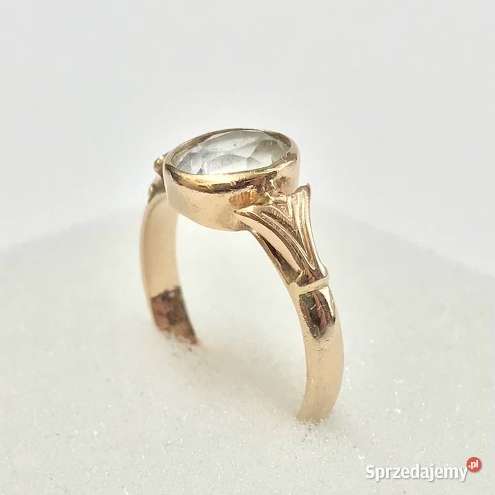 Złoty PIERŚCIONEK 14K cudowny KAMIEŃ KRÓLEWNY Warszawa