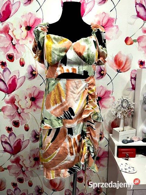 shein sukienka imprezowa modny wzór falbanki Spódnice i sukienki Choszczno