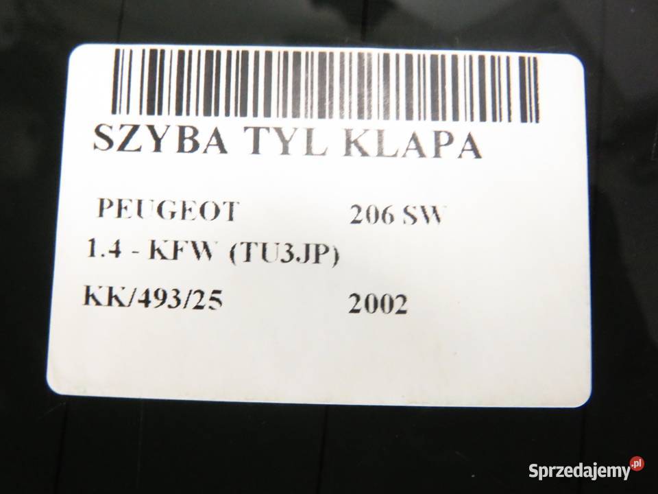 SZYBA TYLNA PEUGEOT 206 SW KOMBI