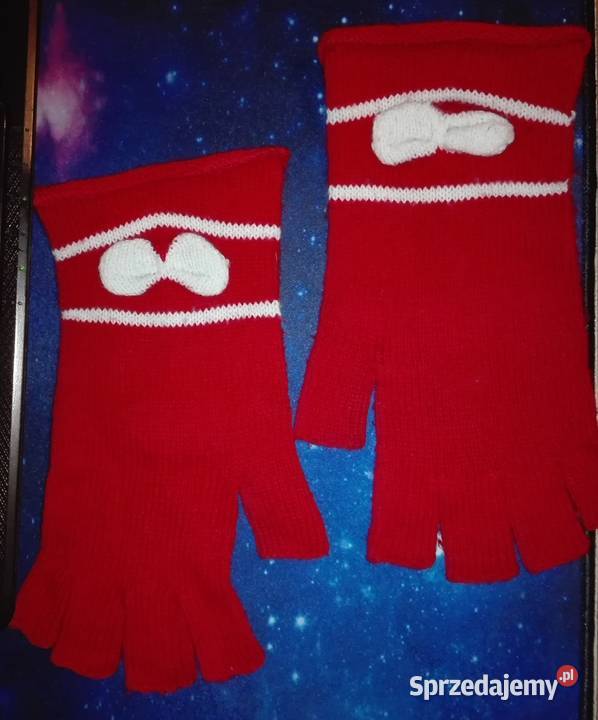 Czerwone damskie rękawiczki wysyłka mazowieckie sprzedam