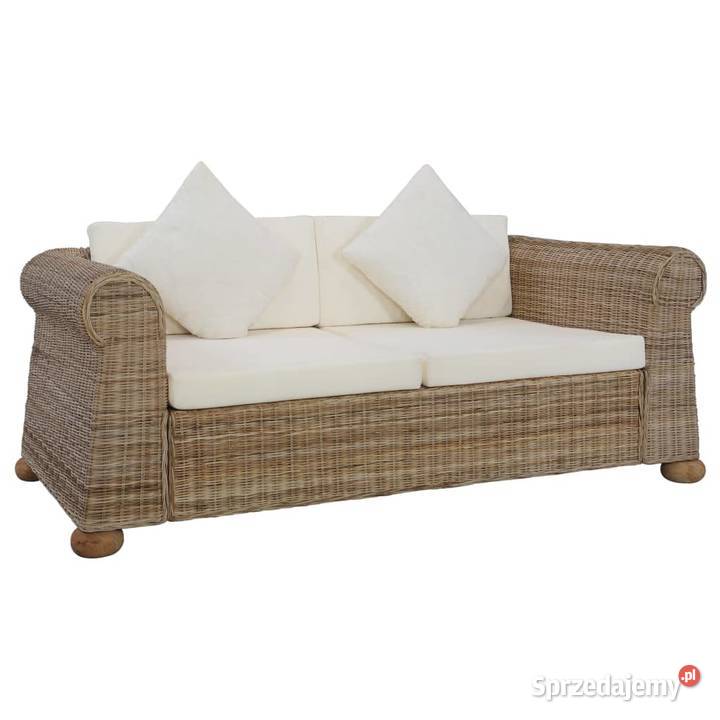 vidaXL 2-osobowa sofa z poduszkami, naturalny rattan283073